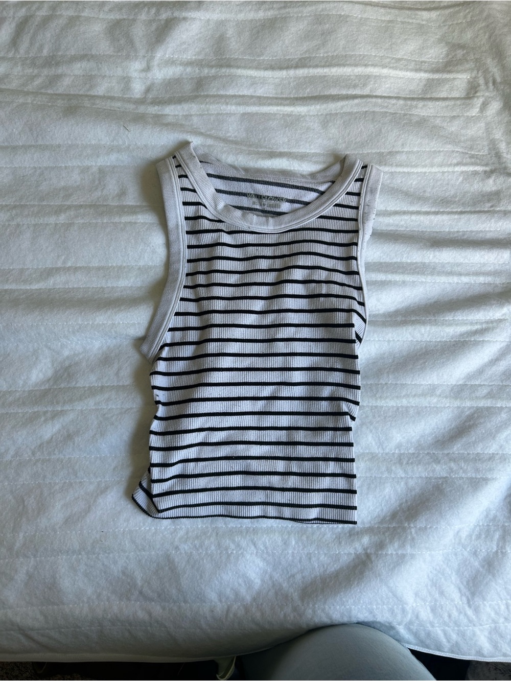 Wallflower Black & White Striped Ribbed Tank Top